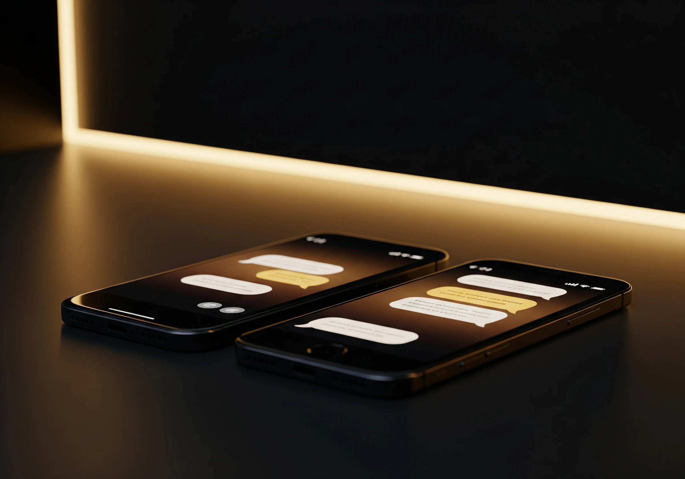 チャットのやり取りを表す2台のスマートフォン